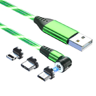 Focuses Magnetic USB Charging Cable 3m LED Flowing Luminous Phone Charging Cable