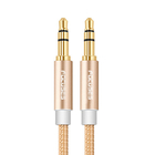 24K Gold Plating Stereo Aux Cable Nylon Weave 3.5 Mm Auxiliary Audio Cable