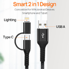 3A PD 18W Multifunctional USB Cable 2 In 1 Type C Fast Charger