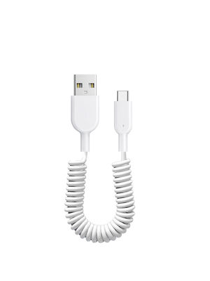 Spring Coiled USB Cable Retractable Fast Charging Data Cord For Mobile Phone Tablet Car Use
