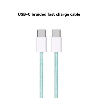 Pink Braided USB-C to USB-C Cable PD Fast Charge High Speed Data Sync