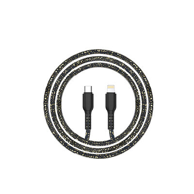 Focuses Glitter Pink USB A To Lightning Cable Fast Charging Braided Cord For Iphone Ipad