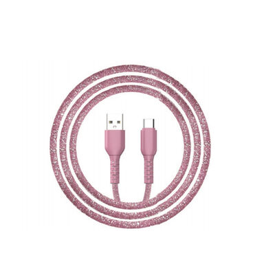 Focuses Glitter Pink USB A To Lightning Cable Fast Charging Braided Cord For Iphone Ipad