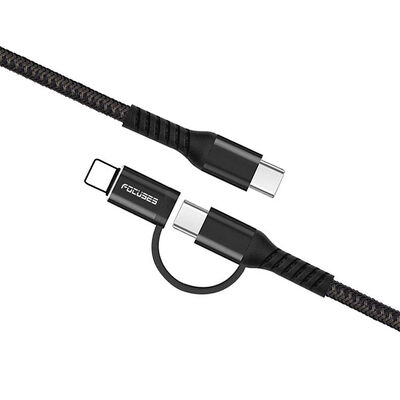 Focuses 2 In 1 USB C To USB C Cable With Lightning Adapter Fast Charging Sync Cord For Iphone Android