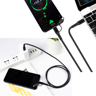 Focuses 2 In 1 USB C To USB C Cable With Lightning Adapter Fast Charging Sync Cord For Iphone Android