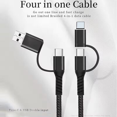 Focuses 4 In 1 60W Fast Charging USB Cable Multi Function Braided Cord For Iphone Android Laptop
