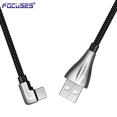 L Shaped OD 3.5mm 90 Degree Angle USB C Cable Zinc Alloy