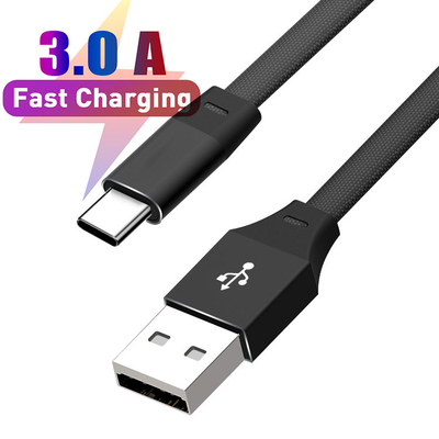 Flat Braided USB 2.0 Type C Cable OEM 3A Fast Charging Cable