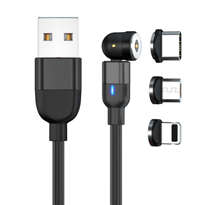 3 In 1 OD 3.5mm Magnetic USB Charging Cable With LED Display