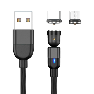 3 In 1 OD 3.5mm Magnetic USB Charging Cable With LED Display