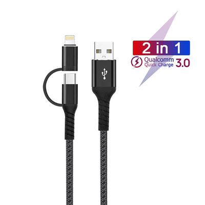 PD 18W Fast Charger Lightning Cable 2 In 1 USB Data Transmission