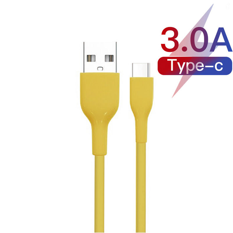 3A Fast Charging USB A to Type C Cable Yellow 1m Durable Data Sync Cord