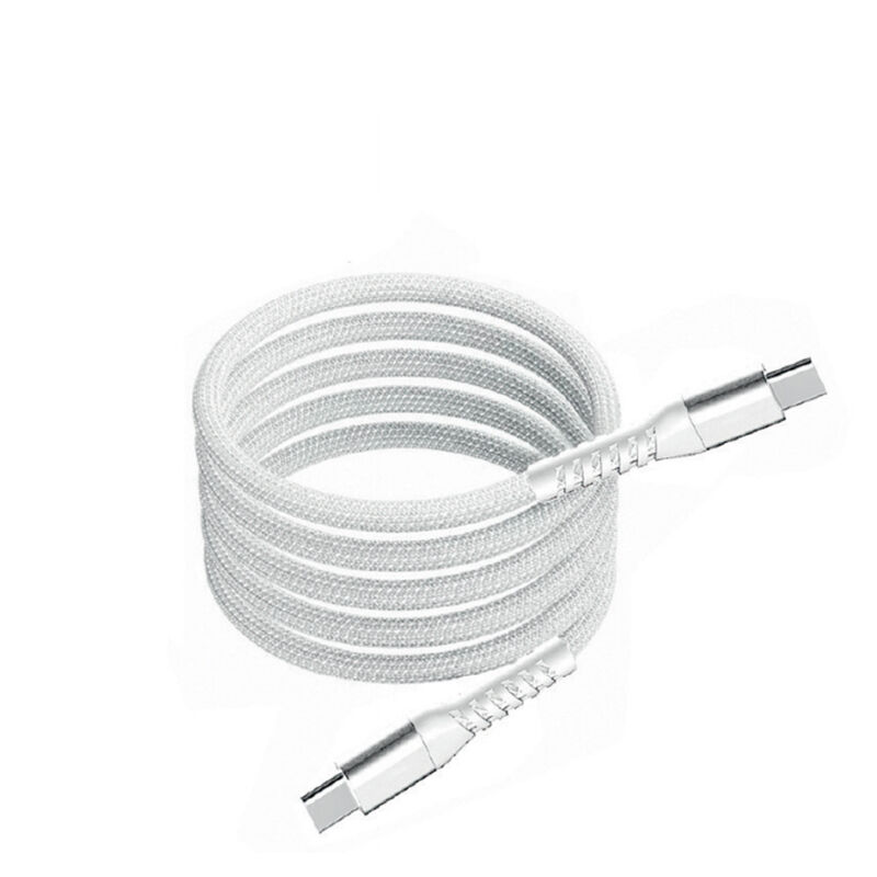 White Braided USB C to USB C Fast Charging Cable PD 100W Data Cord