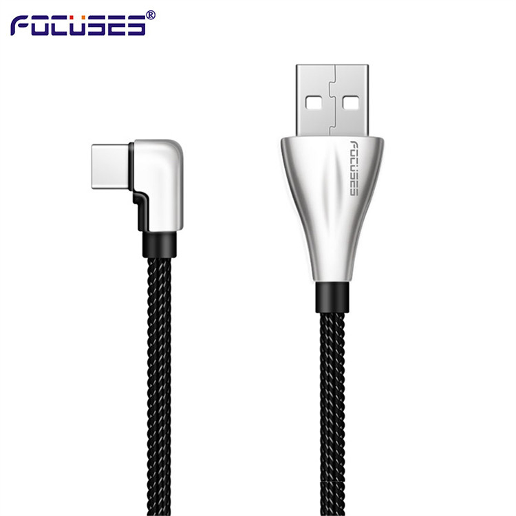 L Shaped OD 3.5mm 90 Degree Angle USB C Cable Zinc Alloy