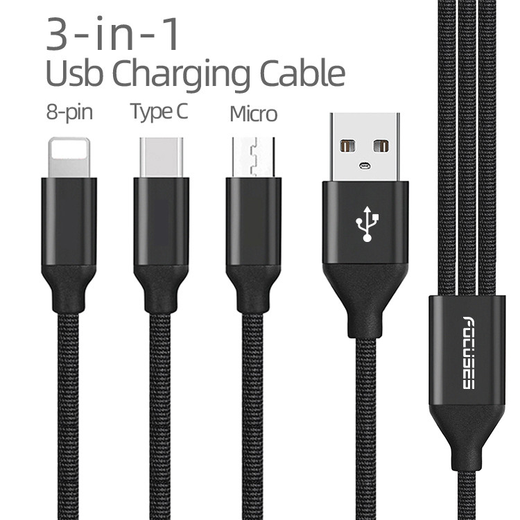 Durable 3 In 1 Multifunctional USB Cable OD 3.5mm