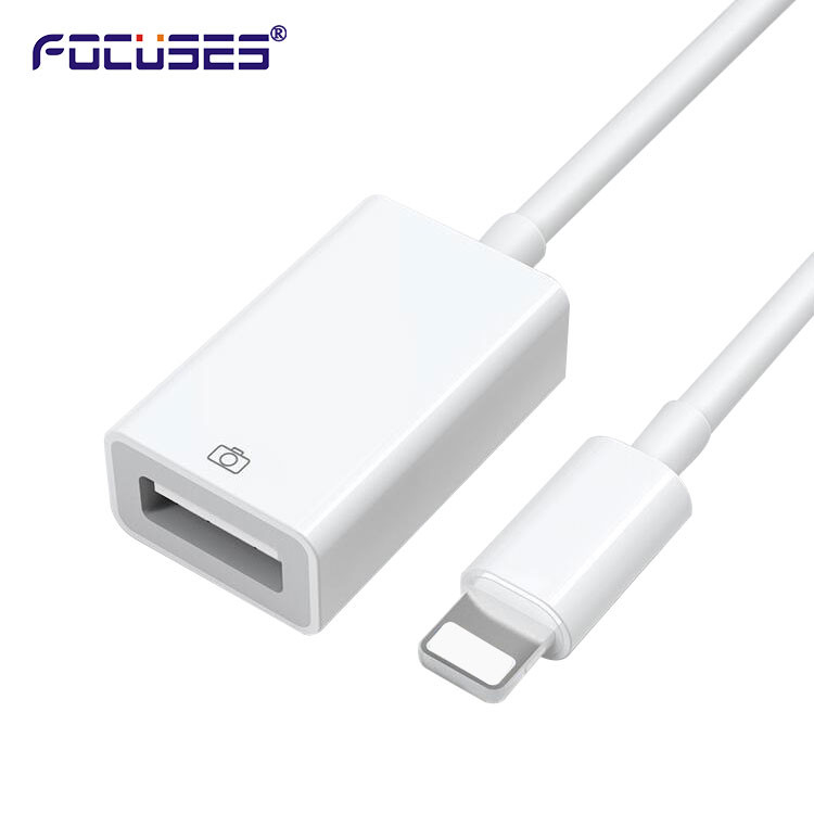 White OEM USB OTG Cable Adapter ROHS USB To Lightning OTG Cable