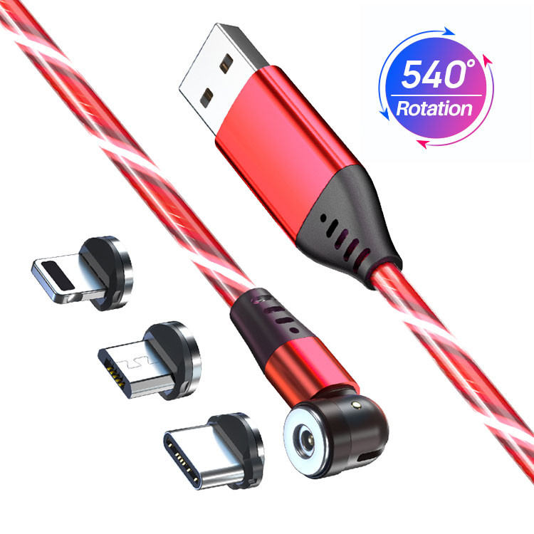 Focuses Magnetic USB Charging Cable 3m LED Flowing Luminous Phone Charging Cable