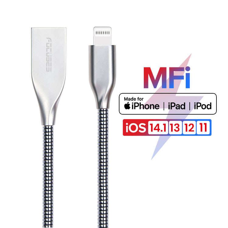 3FT 6FT 10FT MFI Lightning Cable All Metal Fast Charging Compatible Apple